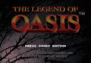 The Legend of Oasis Title Screen